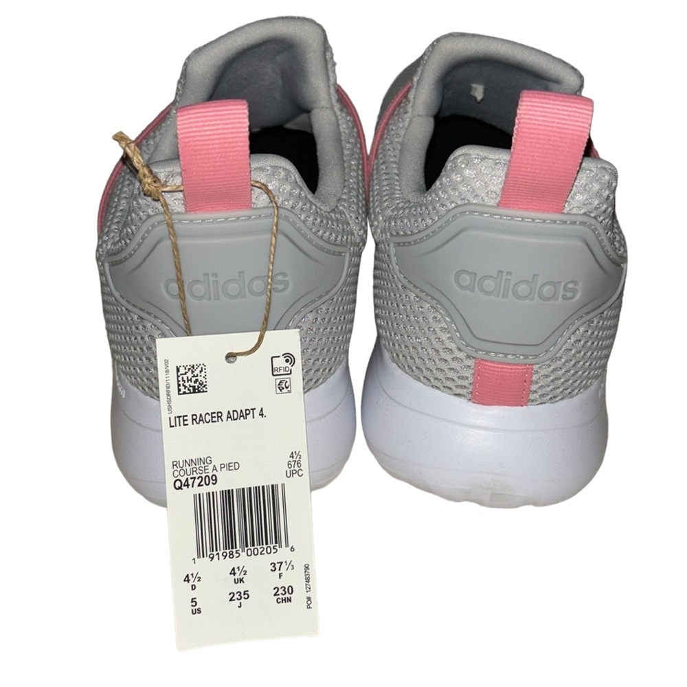 Adidas Lite Racer Adapt 4.0 Slip-On Running Shoes Pink Grey Youth 5 NEW - Picture 6 of 11